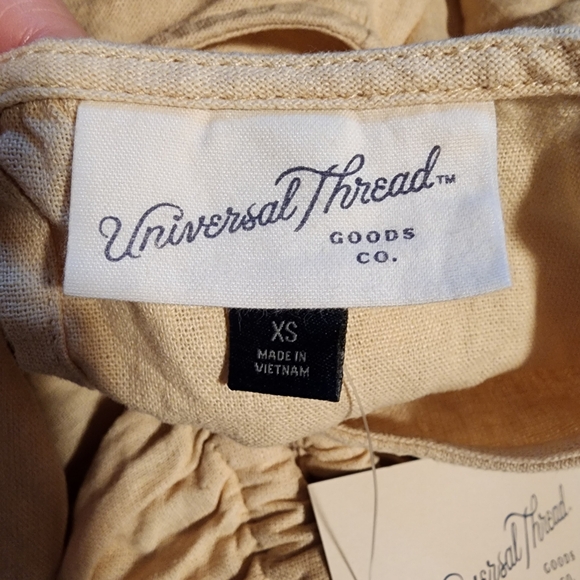 Universal Thread Balloon Long Sleeve Mini A Line Dress XS Tan Side Cut Out Linen - Picture 5 of 7